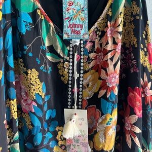 NEW Johnny Was Logan Dress lined colorful strappy silk dress.